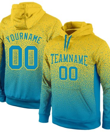 Custom Gold Panther Blue Fade Fashion Sports Pullover Sweatshirt Hoodie, Gift For Football, Baseball, Hockey, Basketball, Softball & Rugby Fans