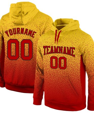 Custom Gold Red-Black Fade Fashion Sports Pullover Sweatshirt Hoodie, Gift For Football, Baseball, Hockey, Basketball, Softball & Rugby Fans