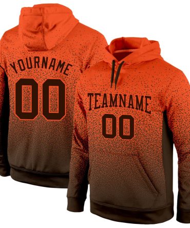 Custom Orange Brown Fade Fashion Sports Pullover Sweatshirt Hoodie, Gift For Football, Baseball, Hockey, Basketball, Softball & Rugby Fans