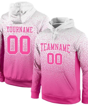 Custom White Pink Fade Fashion Sports Pullover Sweatshirt Hoodie, Gift For Football, Baseball, Hockey, Basketball, Softball & Rugby Fans