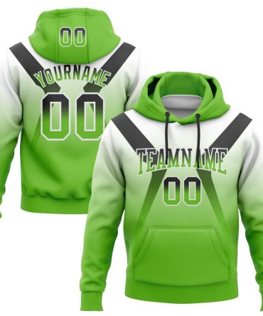 Custom White Black-Aurora Green Fade Fashion Arrow Sports Pullover Sweatshirt Hoodie, Gift For Football, Baseball, Hockey, Basketball, Softball & Rugby Fans
