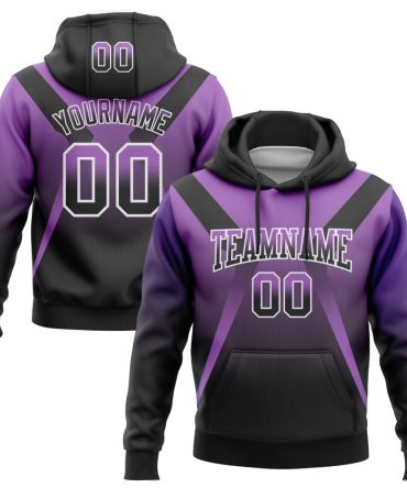Custom Medium Purple Black-White Fade Fashion Arrow Sports Pullover Sweatshirt Hoodie, Gift For Football, Baseball, Hockey, Basketball, Softball & Rugby Fans