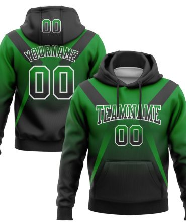 Custom Grass Green Black-White Fade Fashion Arrow Sports Pullover Sweatshirt Hoodie, Gift For Football, Baseball, Hockey, Basketball, Softball & Rugby Fans