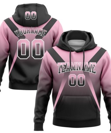 Custom Light Pink Black-White Fade Fashion Arrow Sports Pullover Sweatshirt Hoodie, Gift For Football, Baseball, Hockey, Basketball, Softball & Rugby Fans