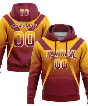 Custom Gold Crimson-White Fade Fashion Arrow Sports Pullover Sweatshirt Hoodie, Gift For Football, Baseball, Hockey, Basketball, Softball & Rugby Fans