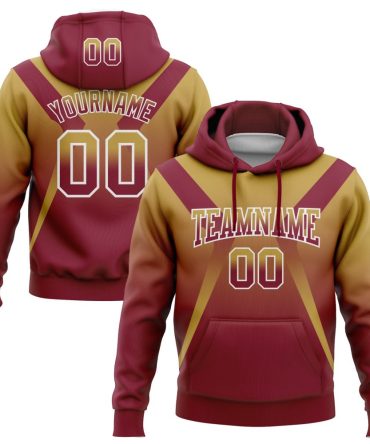 Custom Old Gold Crimson-White Fade Fashion Arrow Sports Pullover Sweatshirt Hoodie, Gift For Football, Baseball, Hockey, Basketball, Softball & Rugby Fans