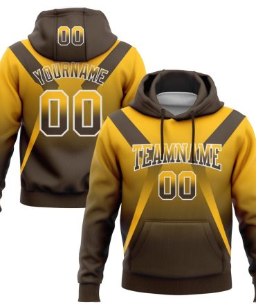 Custom Gold Brown-White Fade Fashion Arrow Sports Pullover Sweatshirt Hoodie, Gift For Football, Baseball, Hockey, Basketball, Softball & Rugby Fans