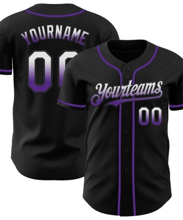 Custom Black White-Purple Fade Fashion Baseball Jersey, Gift For Baseball Fans