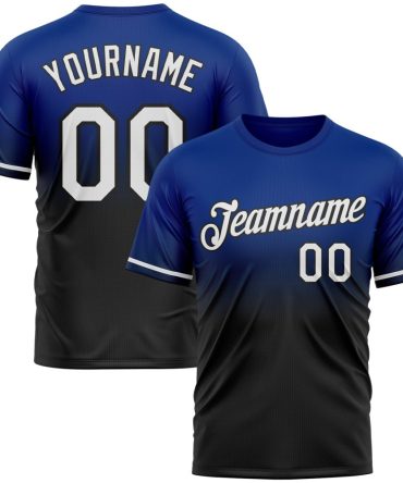 Custom Royal White-Black Fade Fashion Performance T-Shirt, For Football, Baseball, Hockey, Basketball, Softball & Rugby Fans