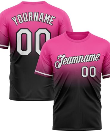 Custom Pink White-Black Fade Fashion Performance T-Shirt, For Football, Baseball, Hockey, Basketball, Softball & Rugby Fans