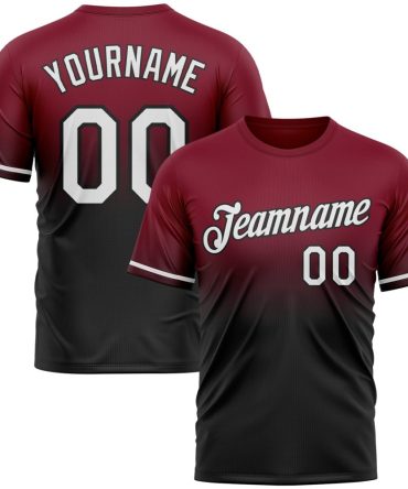 Custom Crimson White-Black Fade Fashion Performance T-Shirt, For Football, Baseball, Hockey, Basketball, Softball & Rugby Fans