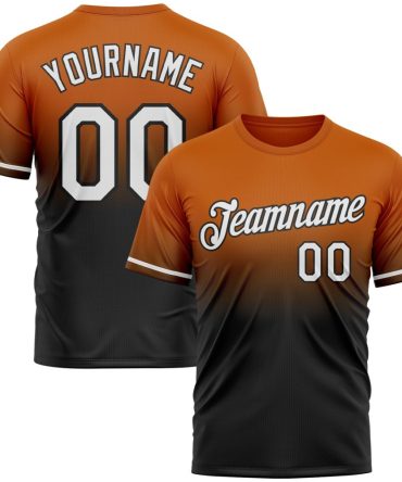 Custom Texas Orange White-Black Fade Fashion Performance T-Shirt, For Football, Baseball, Hockey, Basketball, Softball & Rugby Fans