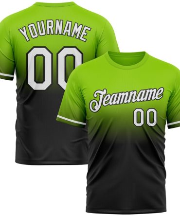 Custom Neon Green White-Black Fade Fashion Performance T-Shirt, For Football, Baseball, Hockey, Basketball, Softball & Rugby Fans