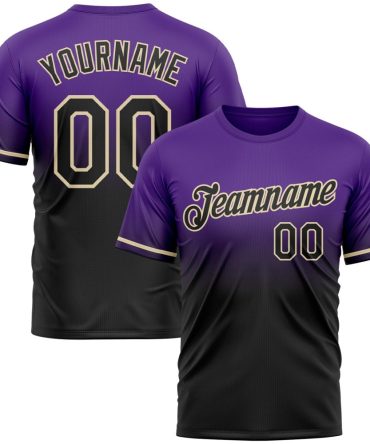 Custom Purple Black-Cream Fade Fashion Performance T-Shirt, For Football, Baseball, Hockey, Basketball, Softball & Rugby Fans