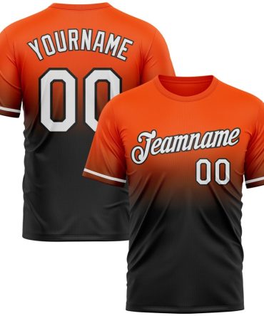 Custom Orange White-Black Fade Fashion Performance T-Shirt, For Football, Baseball, Hockey, Basketball, Softball & Rugby Fans