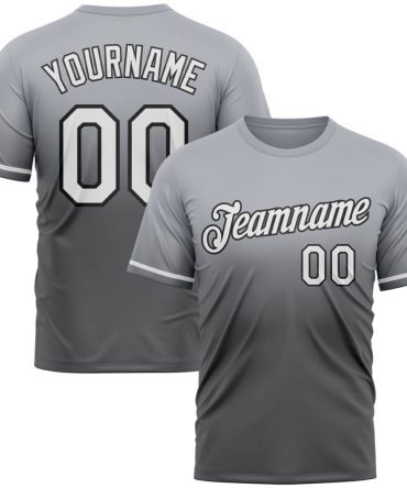 Custom Gray Steel Gray-Black Fade Fashion Performance T-Shirt, For Football, Baseball, Hockey, Basketball, Softball & Rugby Fans