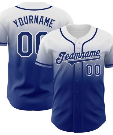 Custom White Royal Fade Fashion Baseball Jersey, Gift For Baseball Fans