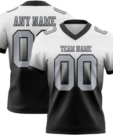 Custom White Gray-Black Authentic Fade Fashion Football Jersey, Gift For Football Fans