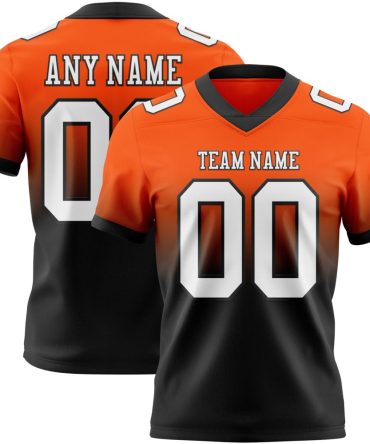 Custom Orange White-Black Authentic Fade Fashion Football Jersey, Gift For Football Fans