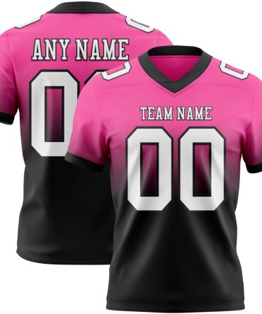 Custom Pink White-Black Authentic Fade Fashion Football Jersey, Gift For Football Fans