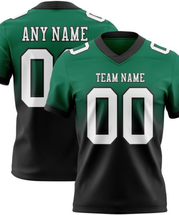 Custom Kelly Green White-Black Authentic Fade Fashion Football Jersey, Gift For Football Fans