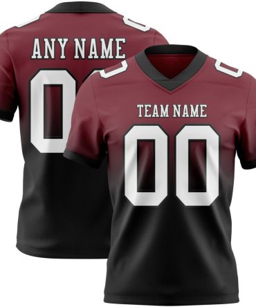 Custom Burgundy White-Black Authentic Fade Fashion Football Jersey, Gift For Football Fans