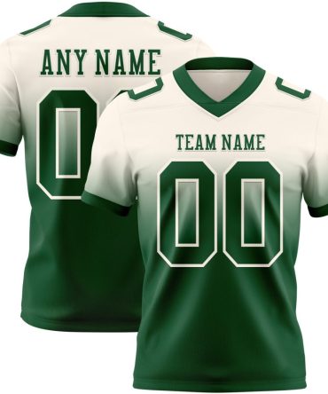 Custom Cream Green Authentic Fade Fashion Football Jersey, Gift For Football Fans