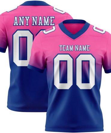 Custom Pink White-Royal Authentic Fade Fashion Football Jersey, Gift For Football Fans