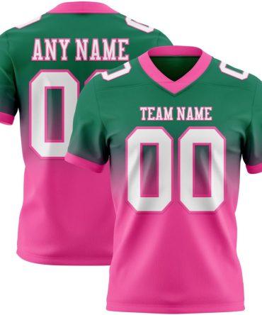 Custom Kelly Green White-Pink Authentic Fade Fashion Football Jersey, Gift For Football Fans