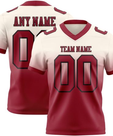 Custom Cream Cardinal-Black Authentic Fade Fashion Football Jersey, Gift For Football Fans
