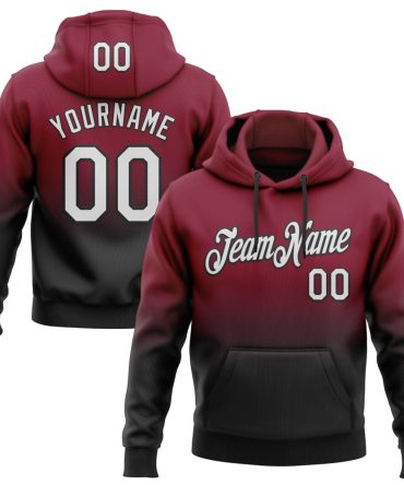 Custom Crimson White-Black Fade Fashion Sports Pullover Sweatshirt Hoodie, Gift For Football, Baseball, Hockey, Basketball, Softball & Rugby Fans