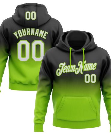 Custom Black White-Neon Green Fade Fashion Sports Pullover Sweatshirt Hoodie, Gift For Football, Baseball, Hockey, Basketball, Softball & Rugby Fans