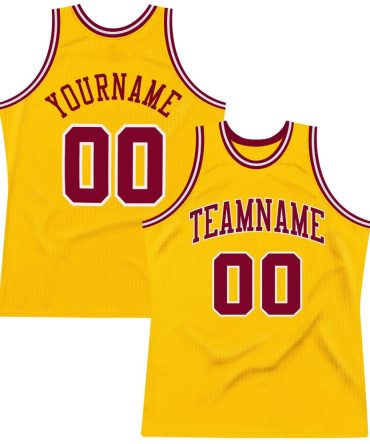 Custom Gold Maroon-White Throwback Basketball Jersey, Gift For Basketball Fans