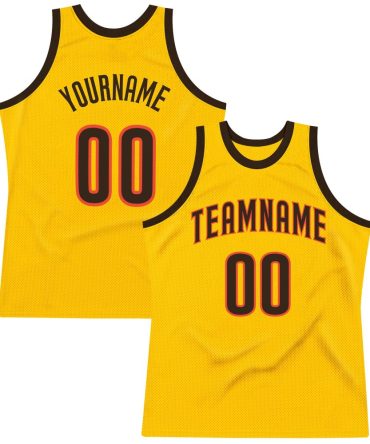 Custom Gold Brown-Orange Throwback Basketball Jersey, Gift For Basketball Fans
