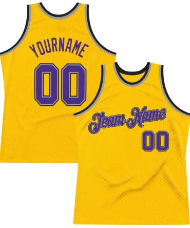 Custom Gold Purple-Gray Throwback Basketball Jersey, Gift For Basketball Fans