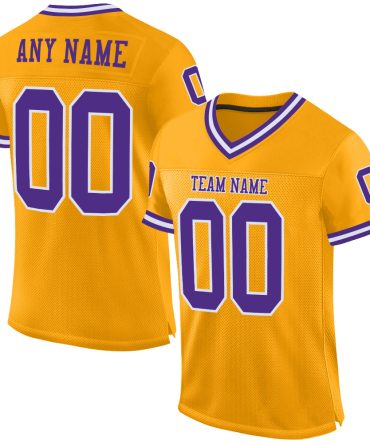 Custom Gold Purple-White Throwback Football Jersey, Gift For Football Fans