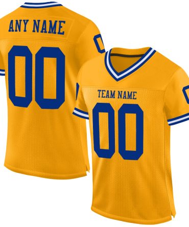 Custom Gold Royal-White Throwback Football Jersey, Gift For Football Fans