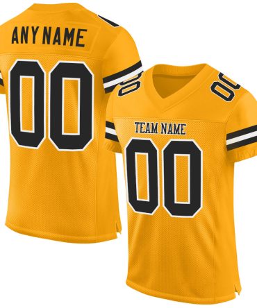 Custom Gold Black-White Football Jersey, Gift For Football Fans
