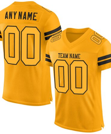 Custom Gold Gold-Black Football Jersey, Gift For Football Fans