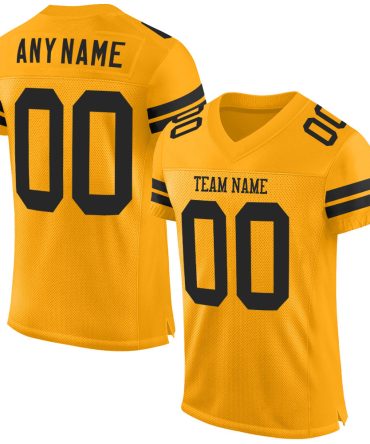 Custom Gold Black Football Jersey, Gift For Football Fans