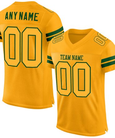 Custom Gold Gold-Green Football Jersey, Gift For Football Fans