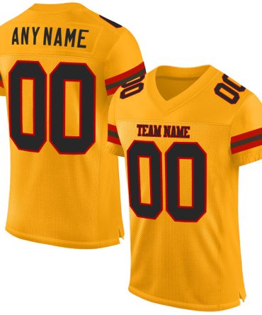 Custom Gold Black-Red Football Jersey, Gift For Football Fans