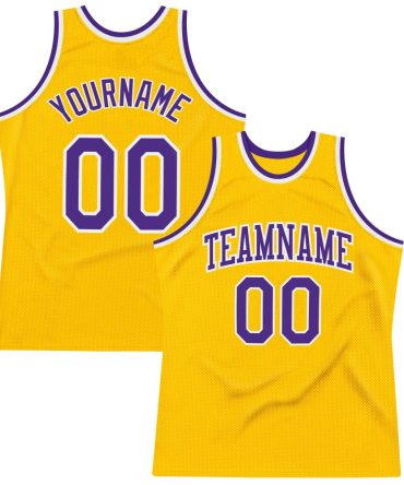 Custom Gold Purple-White Authentic Throwback Basketball Jersey, Gift For Basketball Fans