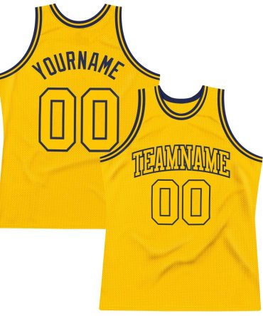 Custom Gold Gold-Navy Throwback Basketball Jersey, Gift For Basketball Fans