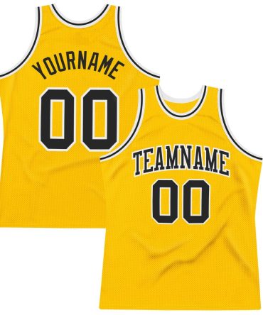 Custom Gold Black-White Throwback Basketball Jersey, Gift For Basketball Fans