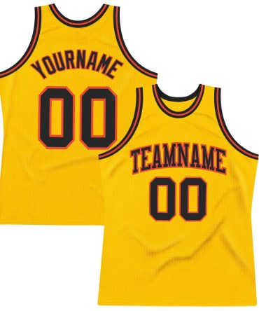 Custom Gold Black-Orange Throwback Basketball Jersey, Gift For Basketball Fans