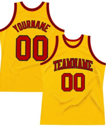 Custom Gold Red-Black Throwback Basketball Jersey, Gift For Basketball Fans