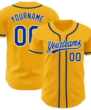 Custom Gold Royal-White Baseball Jersey, Gift For Baseball Fans