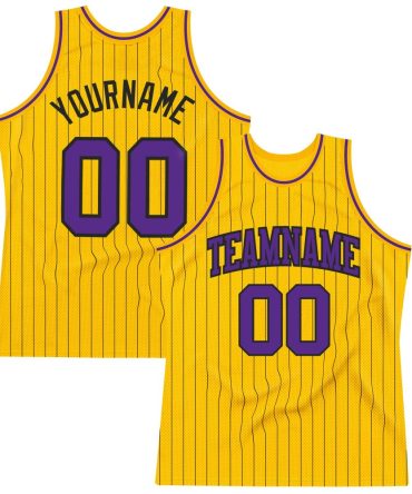 Custom Gold Black Pinstripe Purple Basketball Jersey, Gift For Basketball Fans