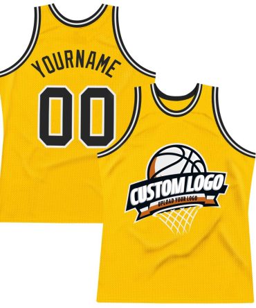 Custom Gold Black-White Throwback Basketball Jersey, Gift For Basketball Fans
